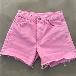 John Galt pink denim cutoff shorts Brandy Melville